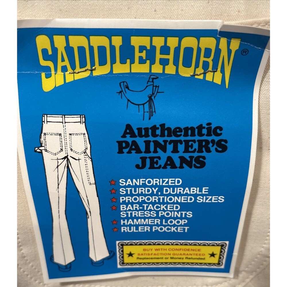 1960's NOS WOOLCO Tag Saddlehorn Painter's Jeans Cotton Denim 33x34 Vintage RARE